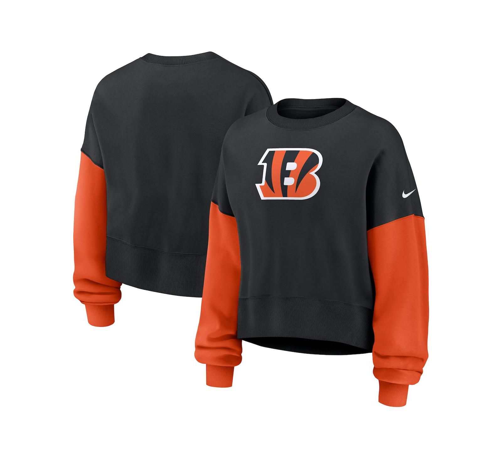 Nike Женский черный свитшот oversized color-block Cincinnati Bengals