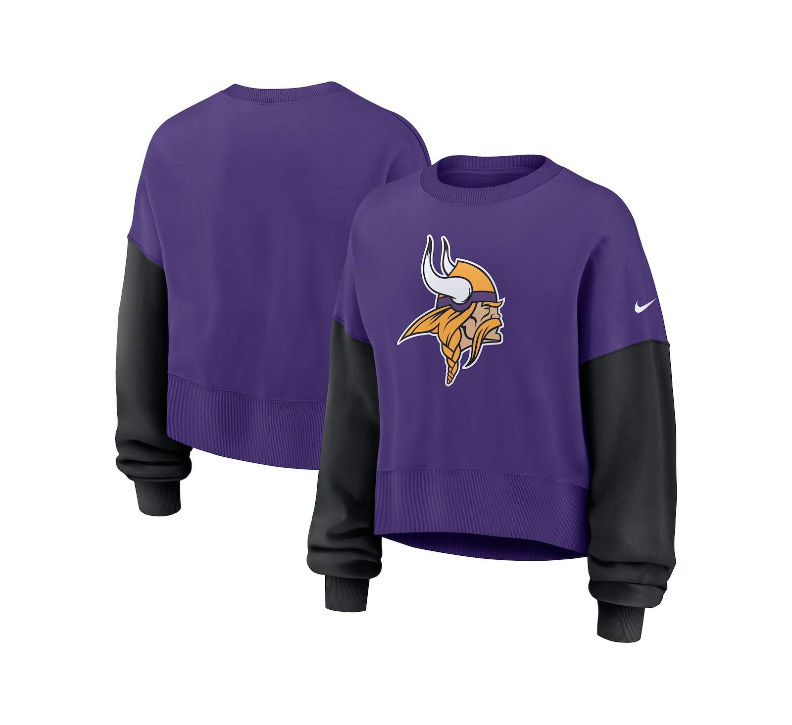Nike Женская Фиолетовая Minnesota Vikings Oversized Color-Block Pullover Sweatshirt
