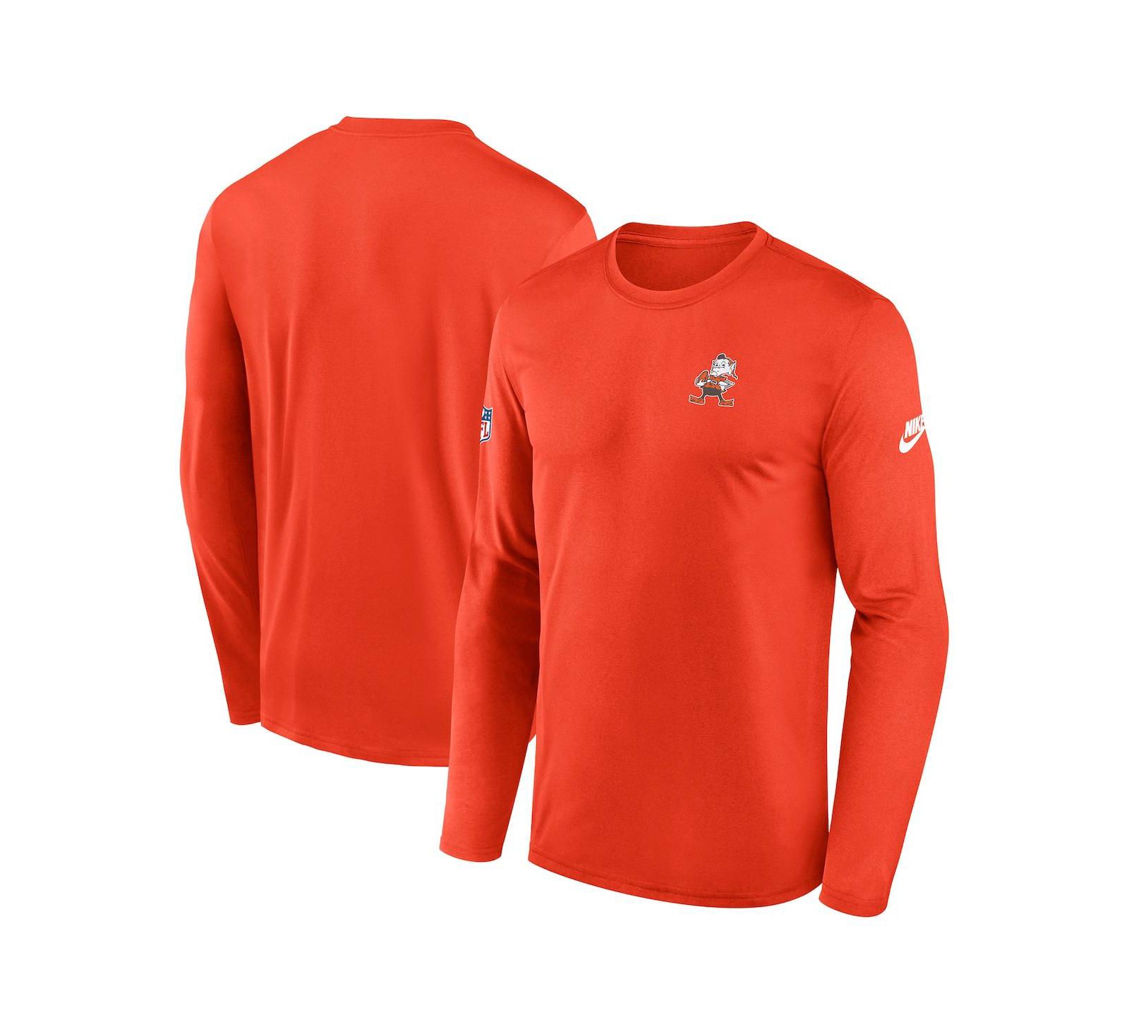 Футболка Nike Men's Orange Cleveland Browns Legend Small Logo Performance Long Sleeve