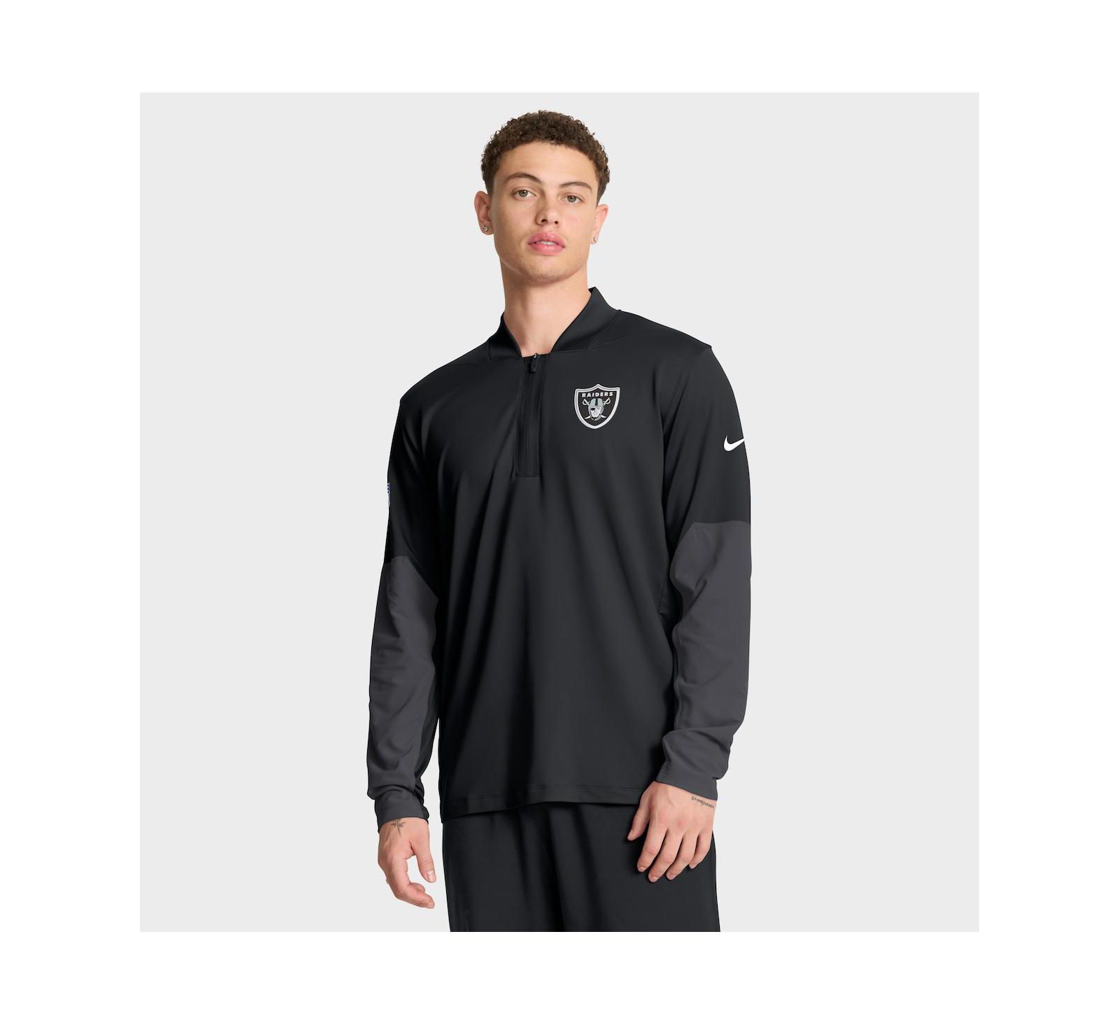 Nike Men's Black Las Vegas Raiders Sideline Feel The Pressure Performance Half-Zip Pullover