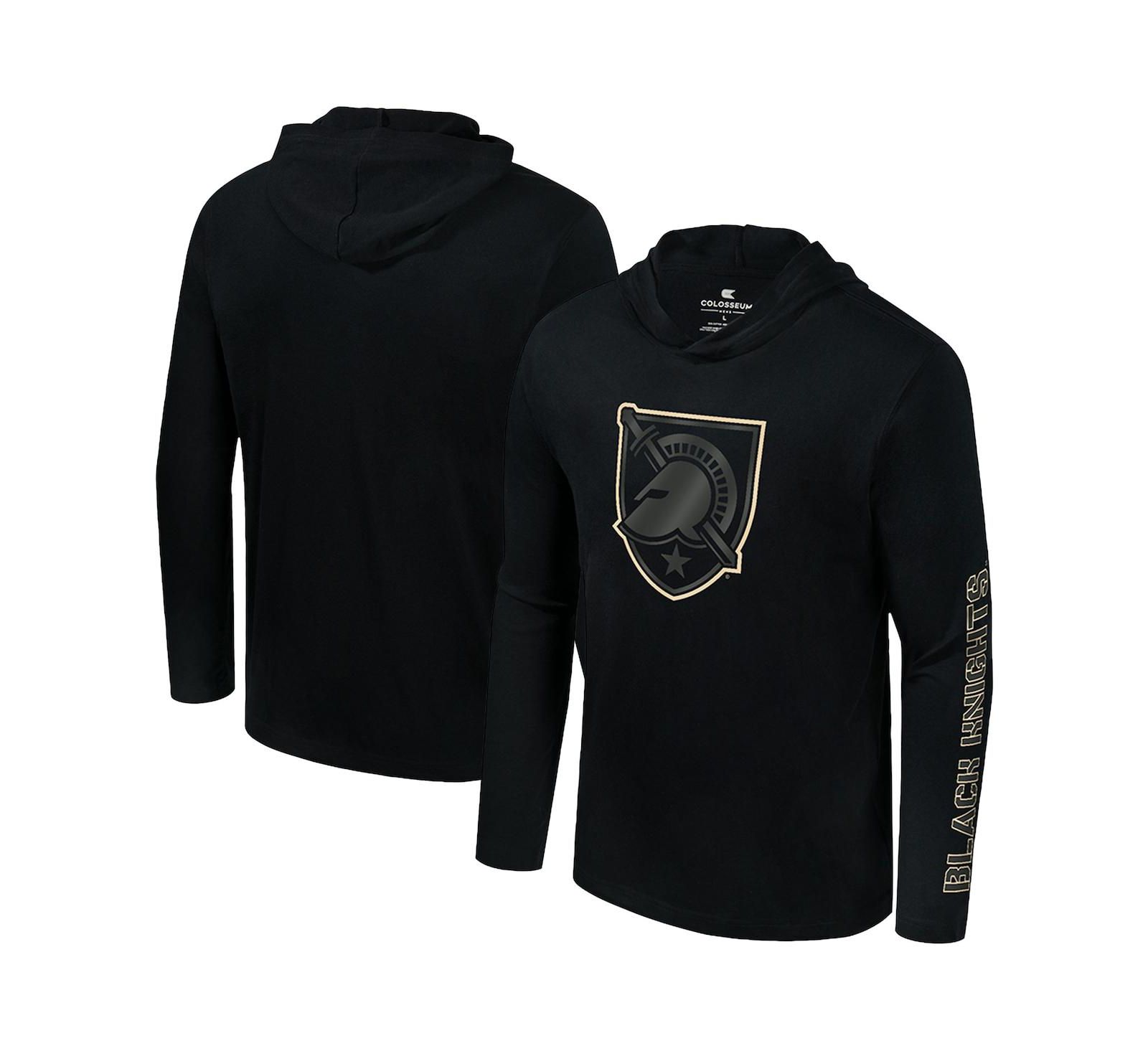 Мужская футболка Colosseum Black Army Black Knights Color Pop Active Blend Hooded Long Sleeve