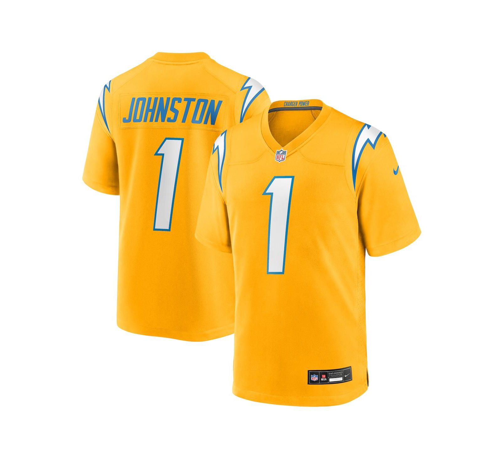Мужская джерси Nike Quentin Johnston Los Angeles Chargers Gold