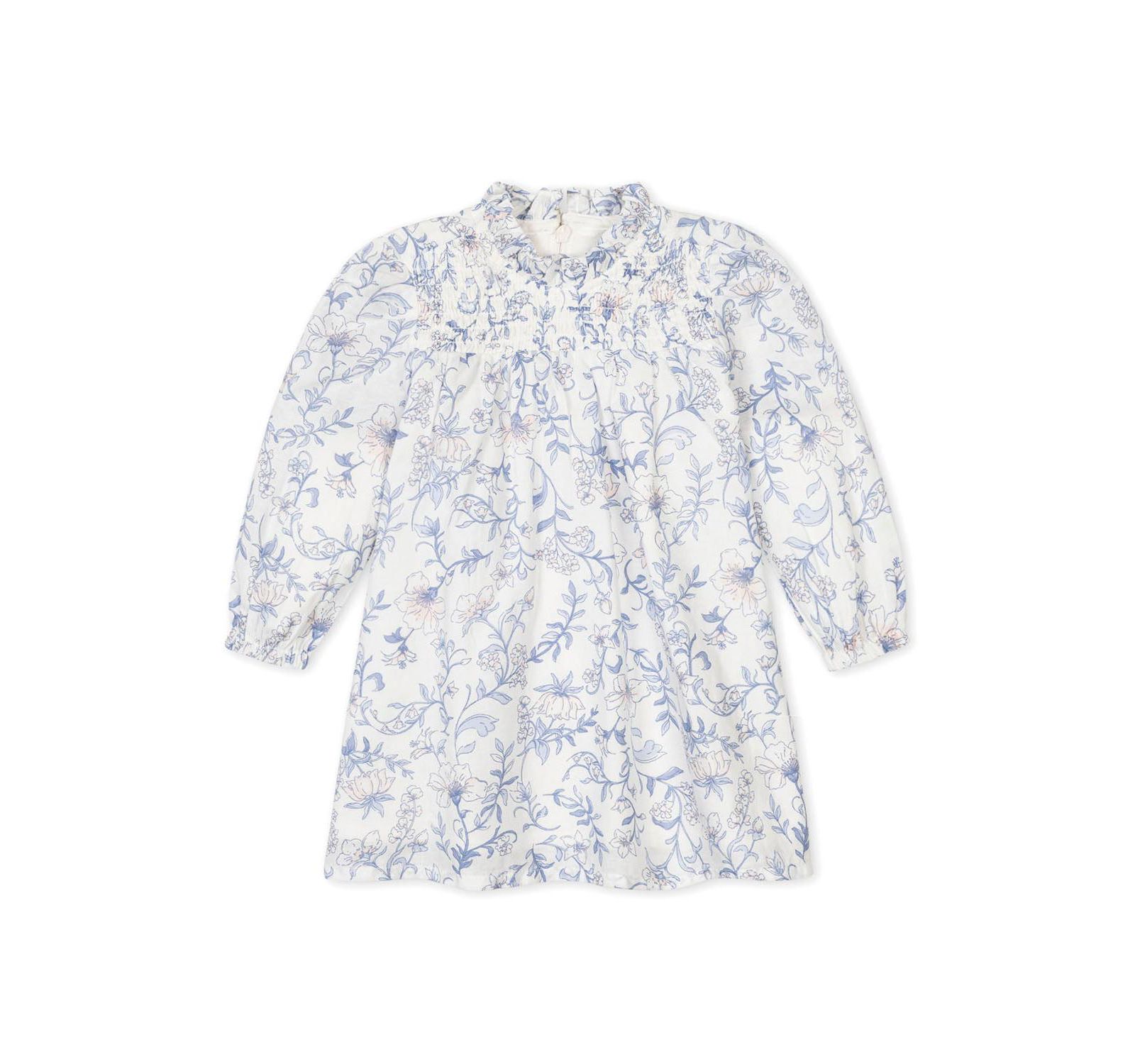Hope & Henry Детское платье Hope and Henry Organic Long Sleeve Ruffle Neck Smocked Yoke