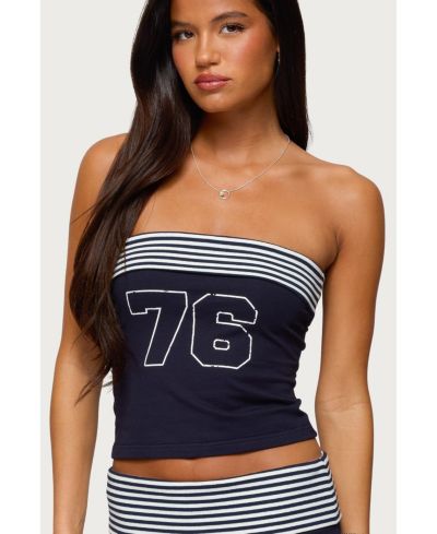 Женский топ Edikted 76 Stripey Fold Over Tube Top