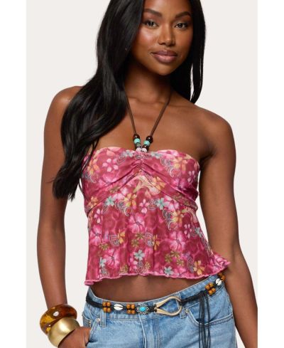 Женский топ Edikted Solana Floral Cut Out Halter