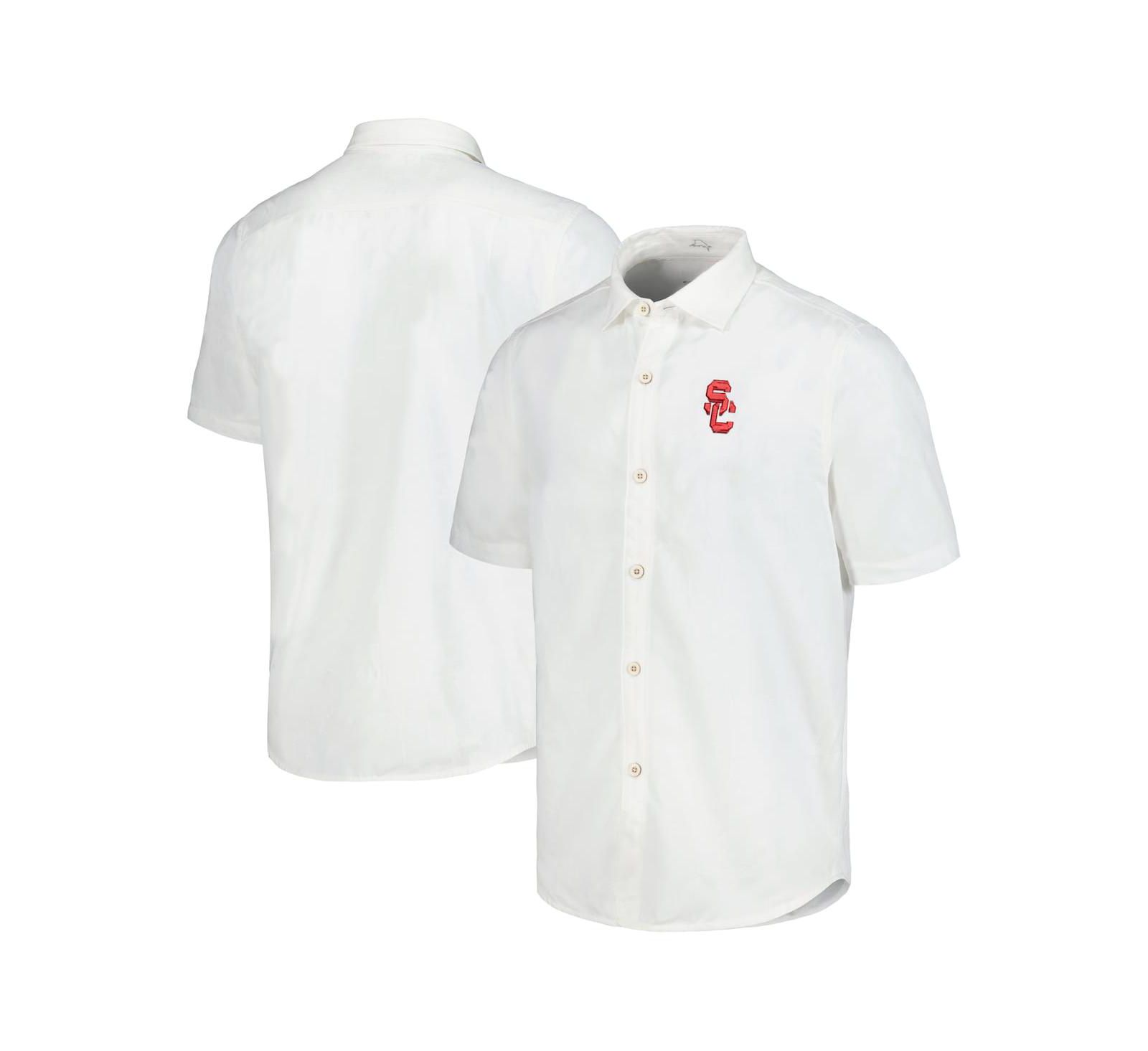 Tommy Bahama Men's White USC Trojans Coconut Point Palm Vista IslandZone Camp Button-Up Shirt