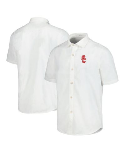 Мужская рубашка Tommy Bahama White USC Trojans Coconut Point Palm Vista IslandZone Camp Button-Up