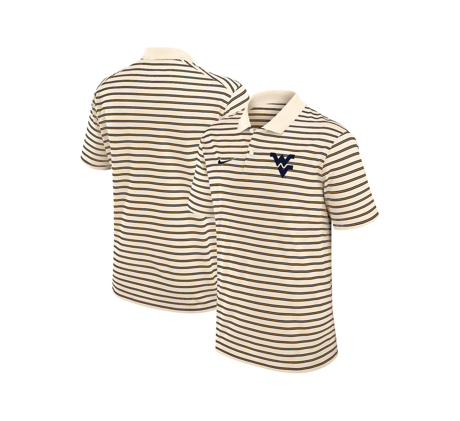 Nike Мужская поло рубашка Cream West Virginia Mountaineers Solid Foundation Striped Performance