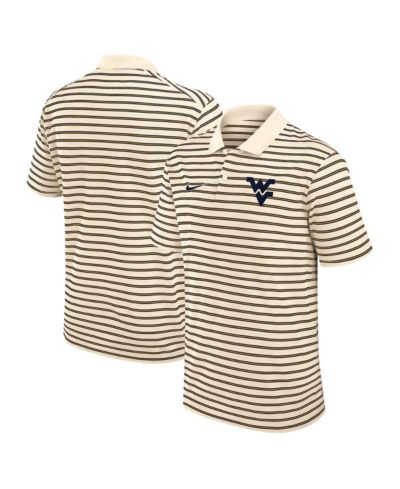 Nike Мужская поло рубашка Cream West Virginia Mountaineers Solid Foundation Striped Performance