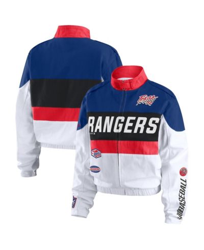 Женская ветровка WEAR by Erin Andrews Navy/White Texas Rangers Racing Full-Zip