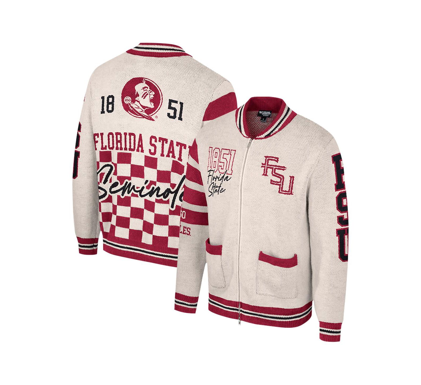 Colosseum Женский джемпер Florida State Seminoles Jacquard с полной молнией в цвете Cream
