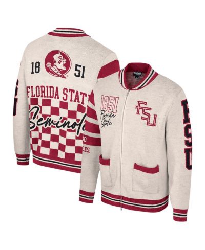 Colosseum Женский джемпер Florida State Seminoles Jacquard с полной молнией в цвете Cream