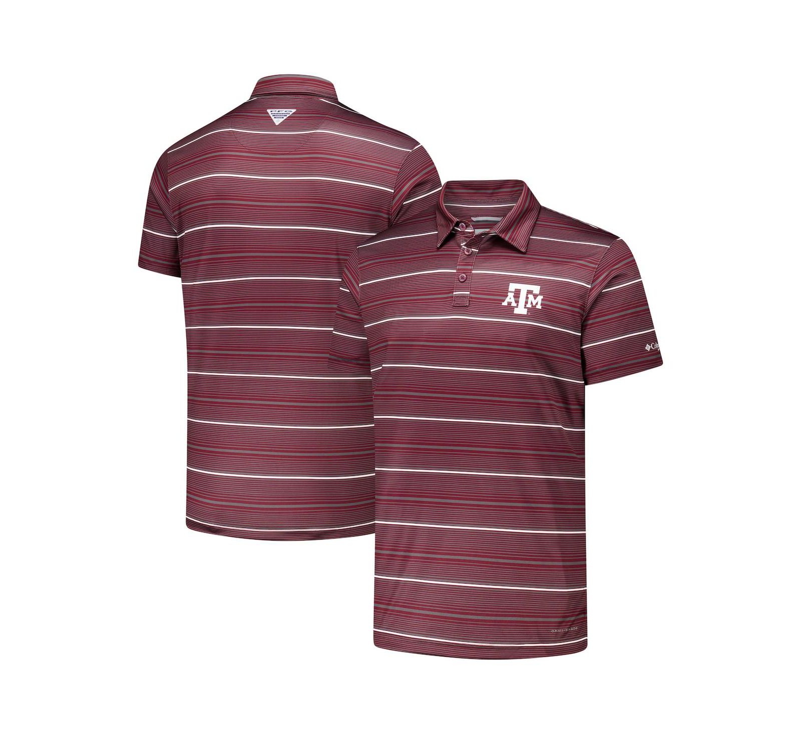 Columbia Men's Maroon Texas A&M Aggies PFG Super Terminal Tackle Omni-Shade Stripe Polo Shirt