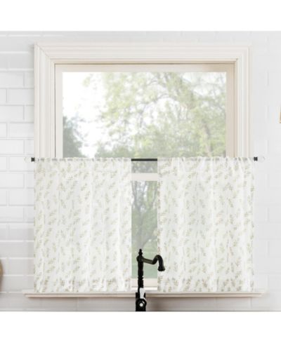 Кухонная занавеска No. 918 Hollis Floral Leaf Sheer Rod Pocket, пара