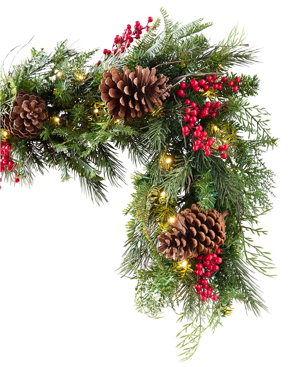 Гирлянда Balsam Hill 10 футов уличная с красными ягодами и подсветкой