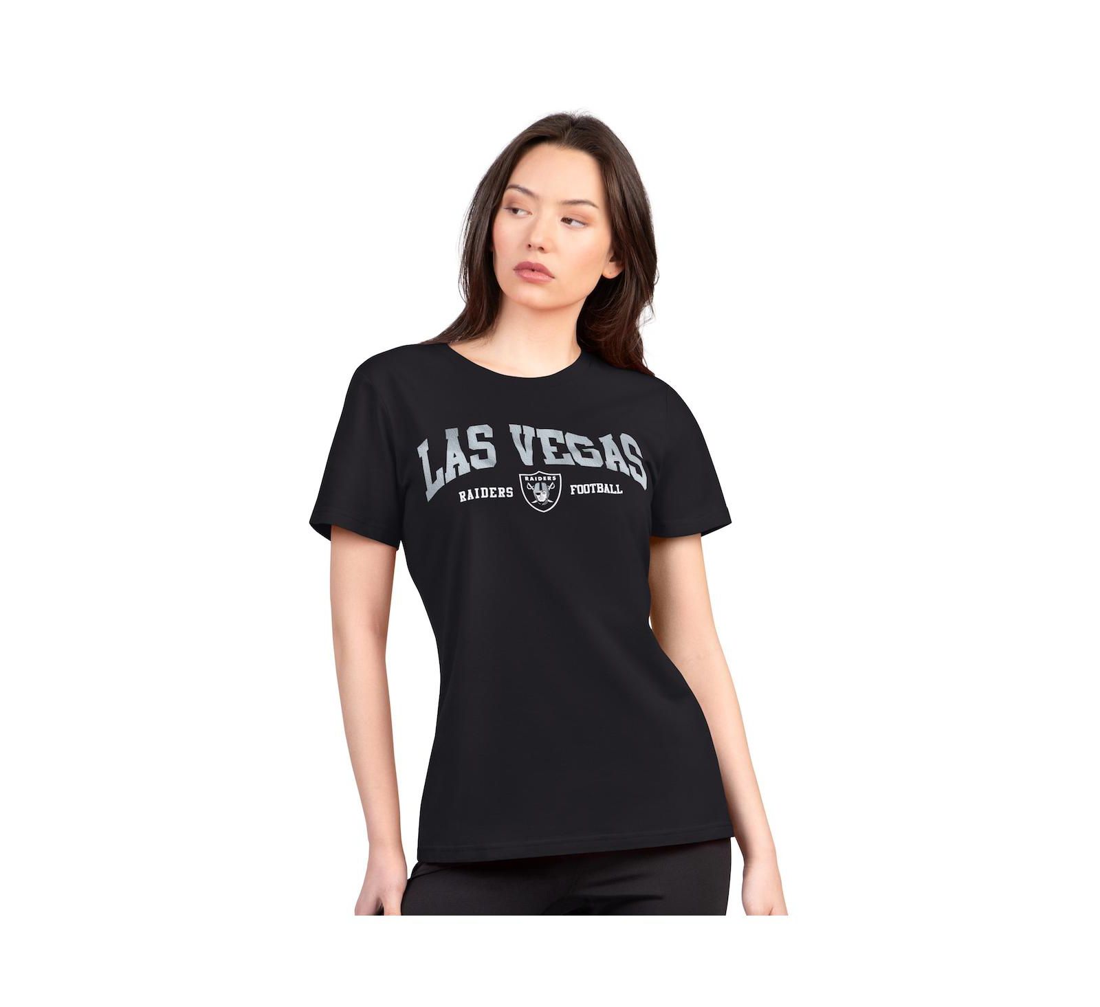 G-III 4Her by Carl Banks Women's Black Las Vegas Raiders Super-Slim Lightweight Winning Crew T-Shirt