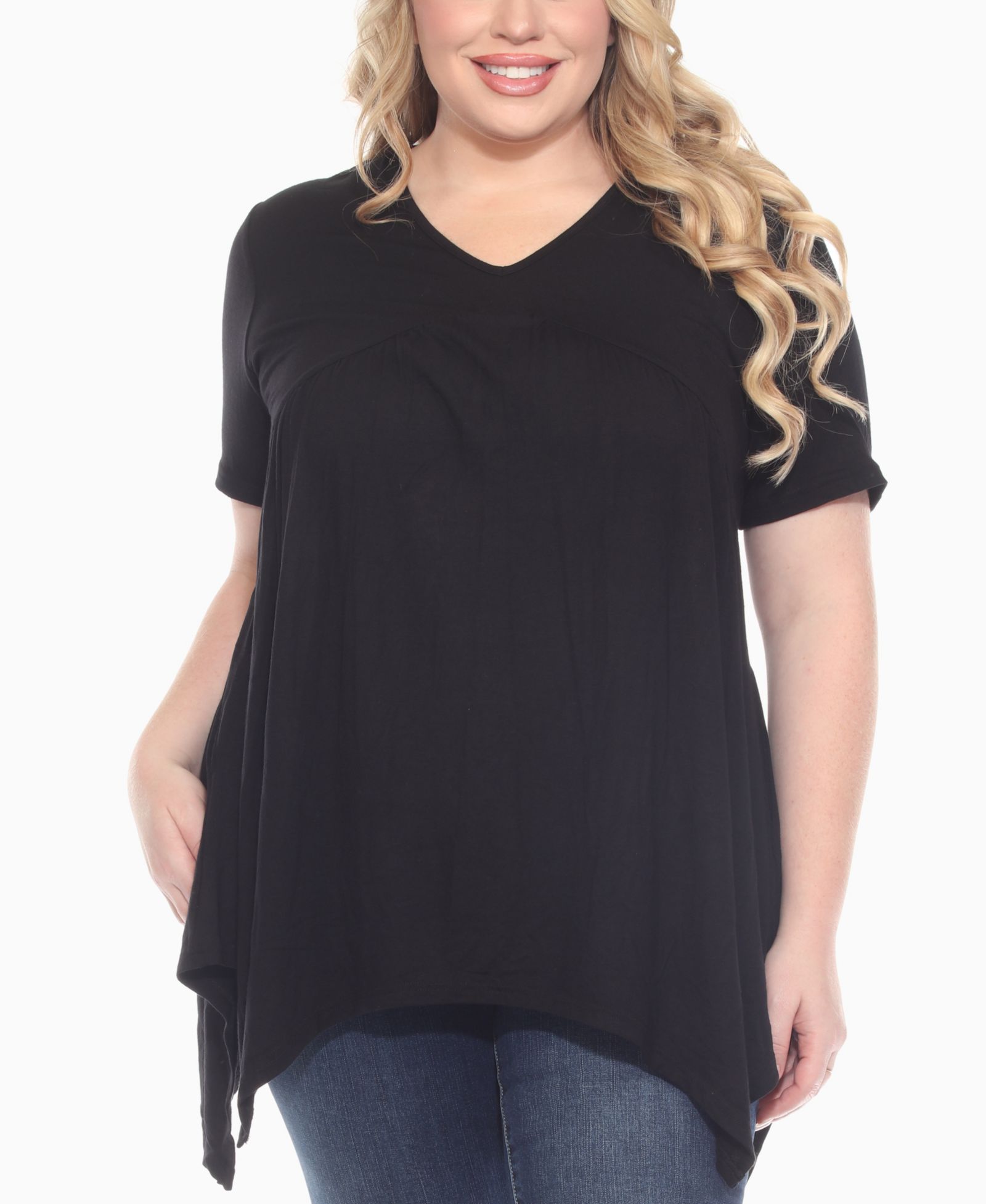 White Mark Plus Size трикотажный топ с коротким рукавом и сборкой спереди