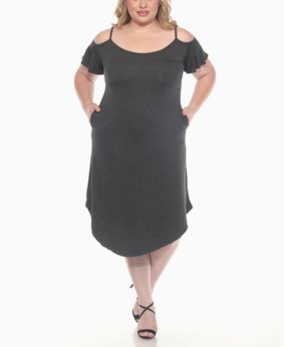 Женское повседневное платье White Mark Plus Size с вырезом лодочкой и воланами