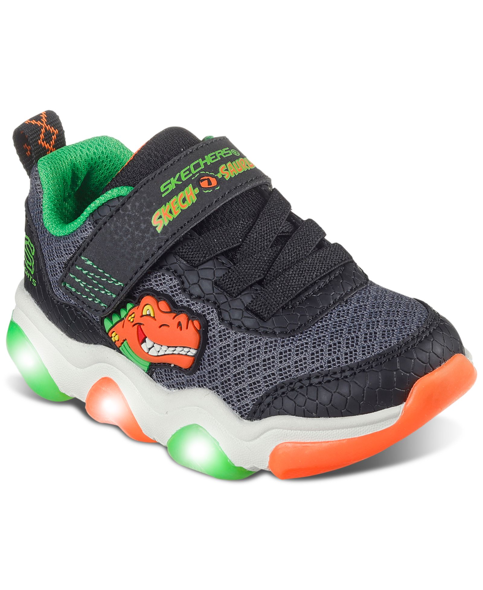 Skechers Toddler Kids Mighty Glow 2.0 - Dino Bolt Light-Up Fastening Strap Casual Sneakers from Finish Line