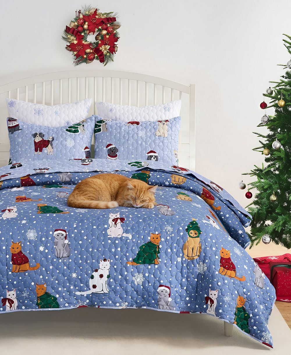 Комплект покрывала Greenland Home Fashions Winter Whiskers Holiday, 3-Pc., Full/Queen