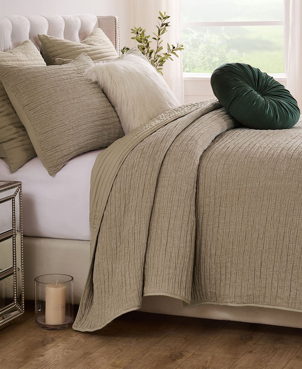 Greenland Home Fashions Velvet Crush Textured 3-Piece Quilt Set, Full/Queen