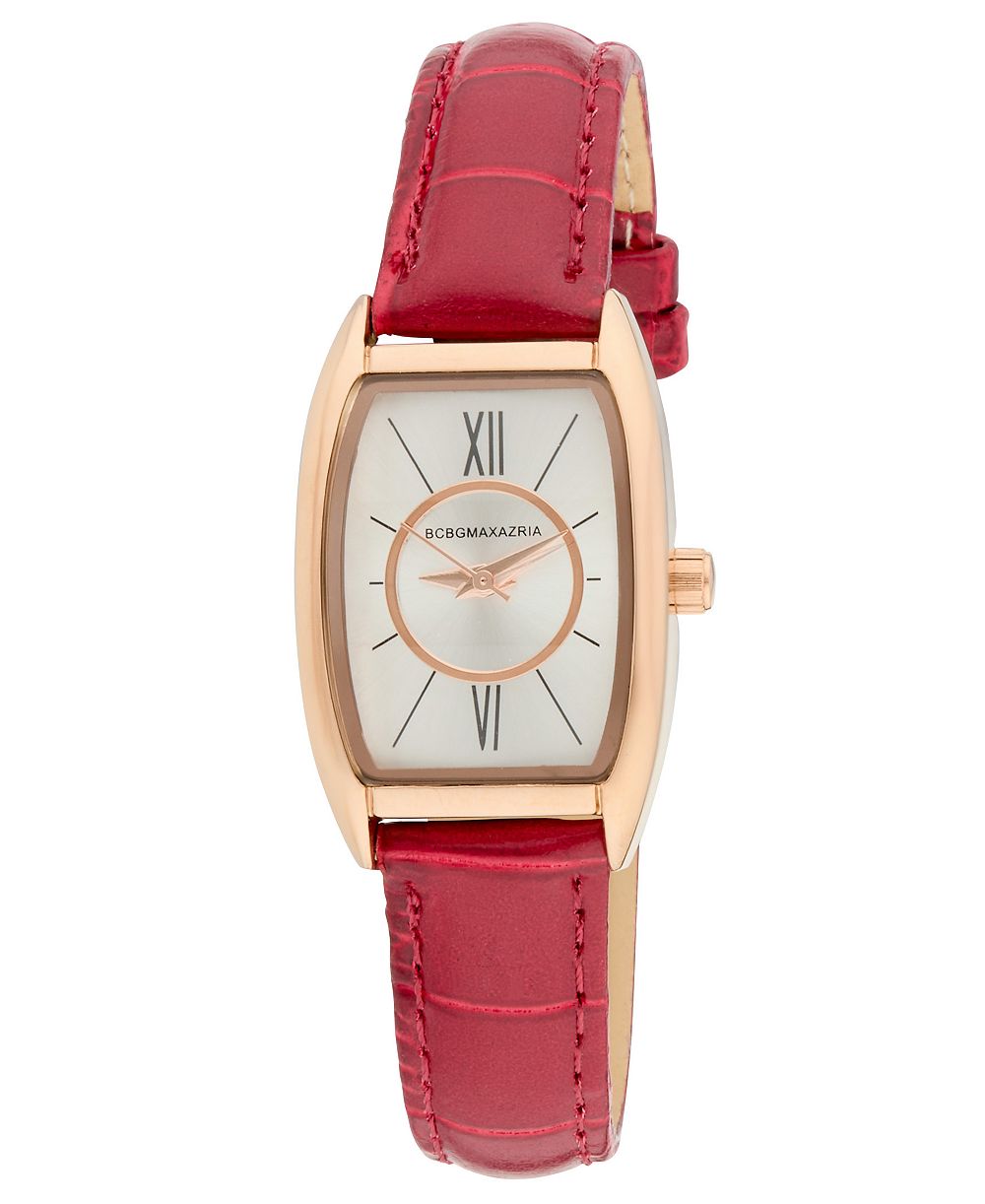 BCBGMAXAZRIA Women's Modena Red Leather Strap Watch, 22mm