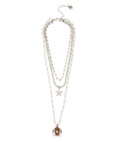 Betsey Johnson Faux Stone Teddy Bear Layered Necklace