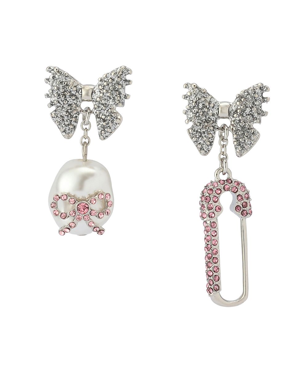 Серьги Betsey Johnson с искусственным камнем и жемчугом в виде английской булавки
