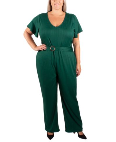 NY Collection Комбинезон Plus Size с коротким рукавом и текстурированной вязкой