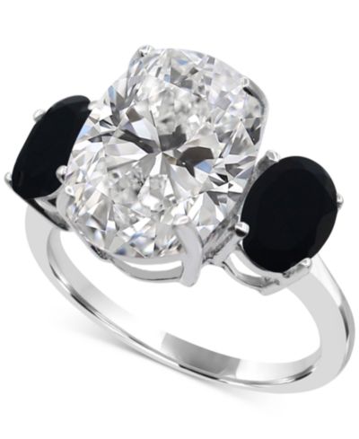 Кольцо Statement из серебра с белым кварцем 4-3/4 ct. t.w. и черным ониксом 2-7 x 5mm Oval