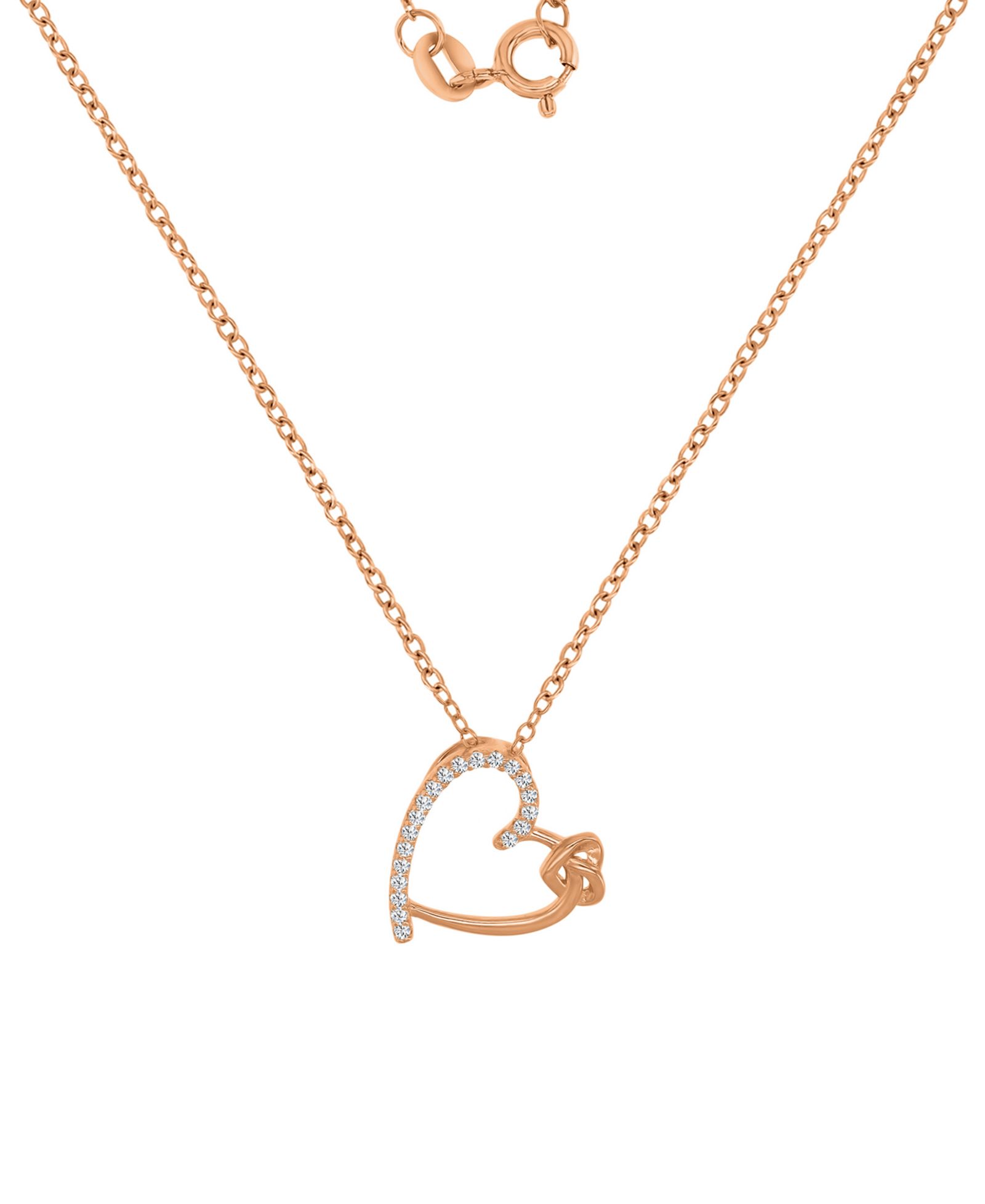 Подвеска-кулон Cubic Zirconia Double Heart в Sterling Silver, 18"