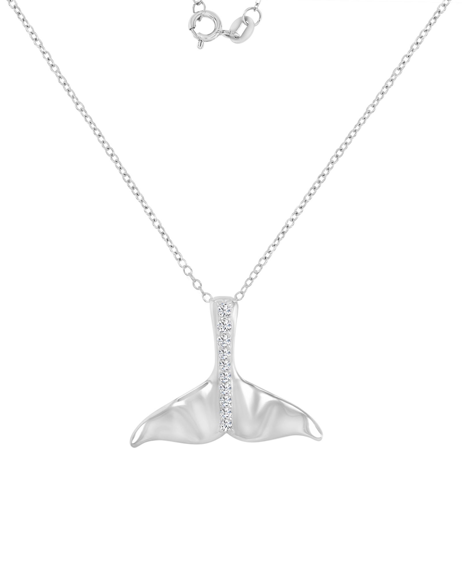 Whale Tail Pendant Necklace in Sterling Silver, 18"