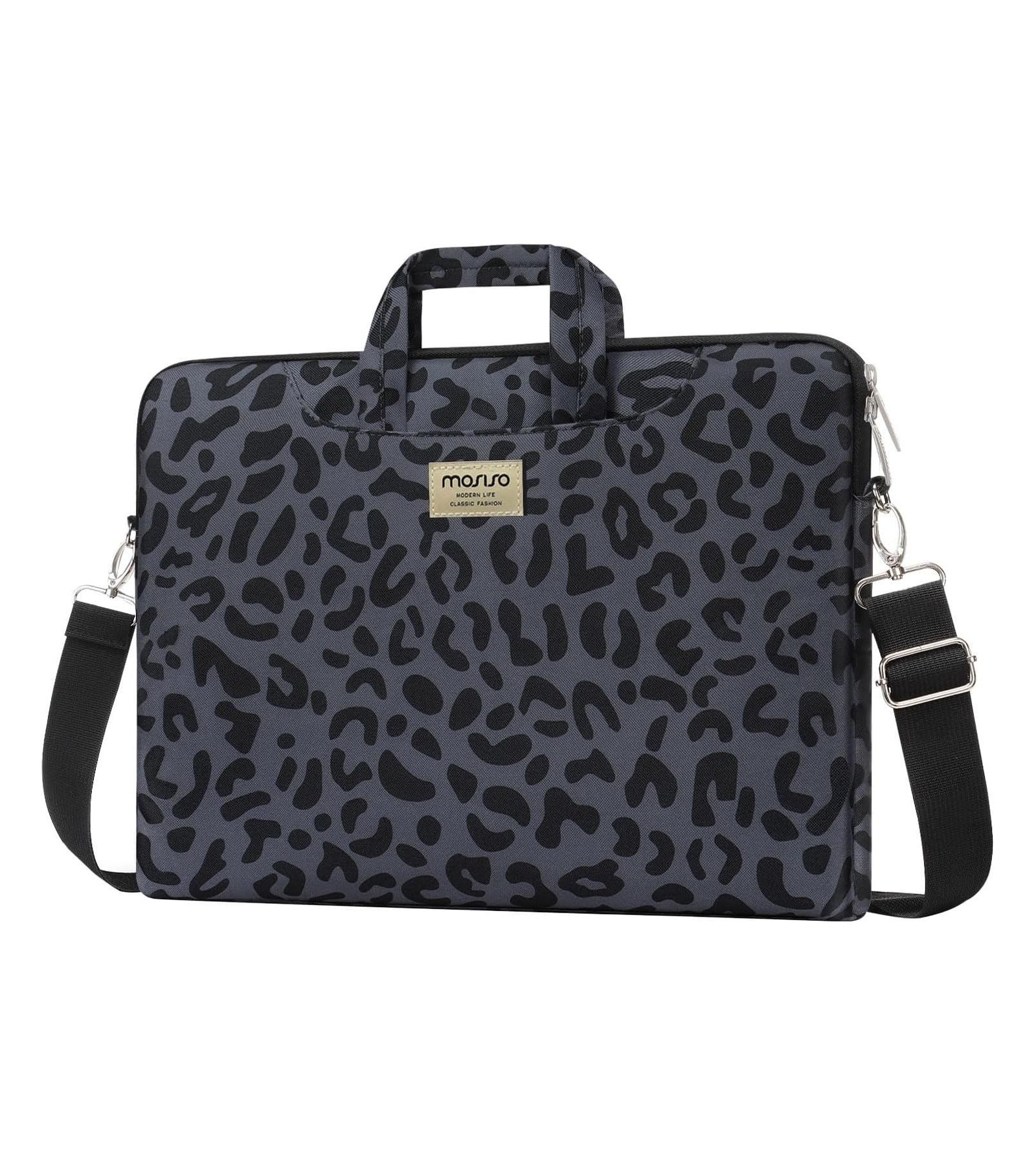 Сумка-портфель MOSISO Leopard Grain для MacBook Air 15" (M4/M3/M2) и Pro 16" (M4/M3/M2/M1, 2019-2025)
