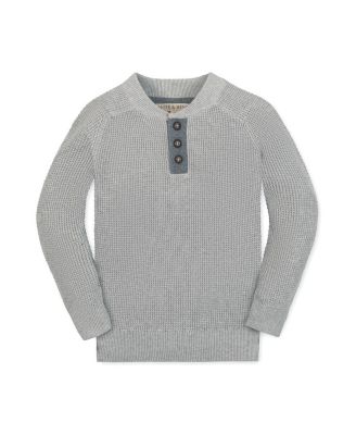Hope & Henry Hope and Henry Little and Big Boys' Organic Long Sleeve Henley Pullover Sweater with Elbow Patches