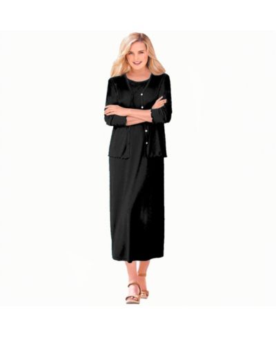 Woman Within Plus Size Lettuce Trim Knit Jacket Dress