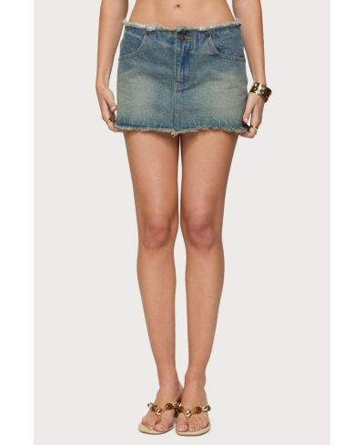 Edikted Women's Levana Distressed Denim Mini Skirt
