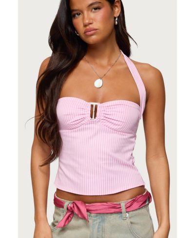 Женский топ Edikted Caitie в полоску с пряжкой и halter