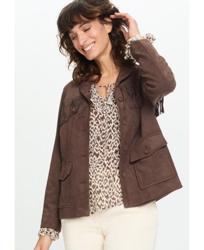 Olsen Faux Suede Fringe Jacket