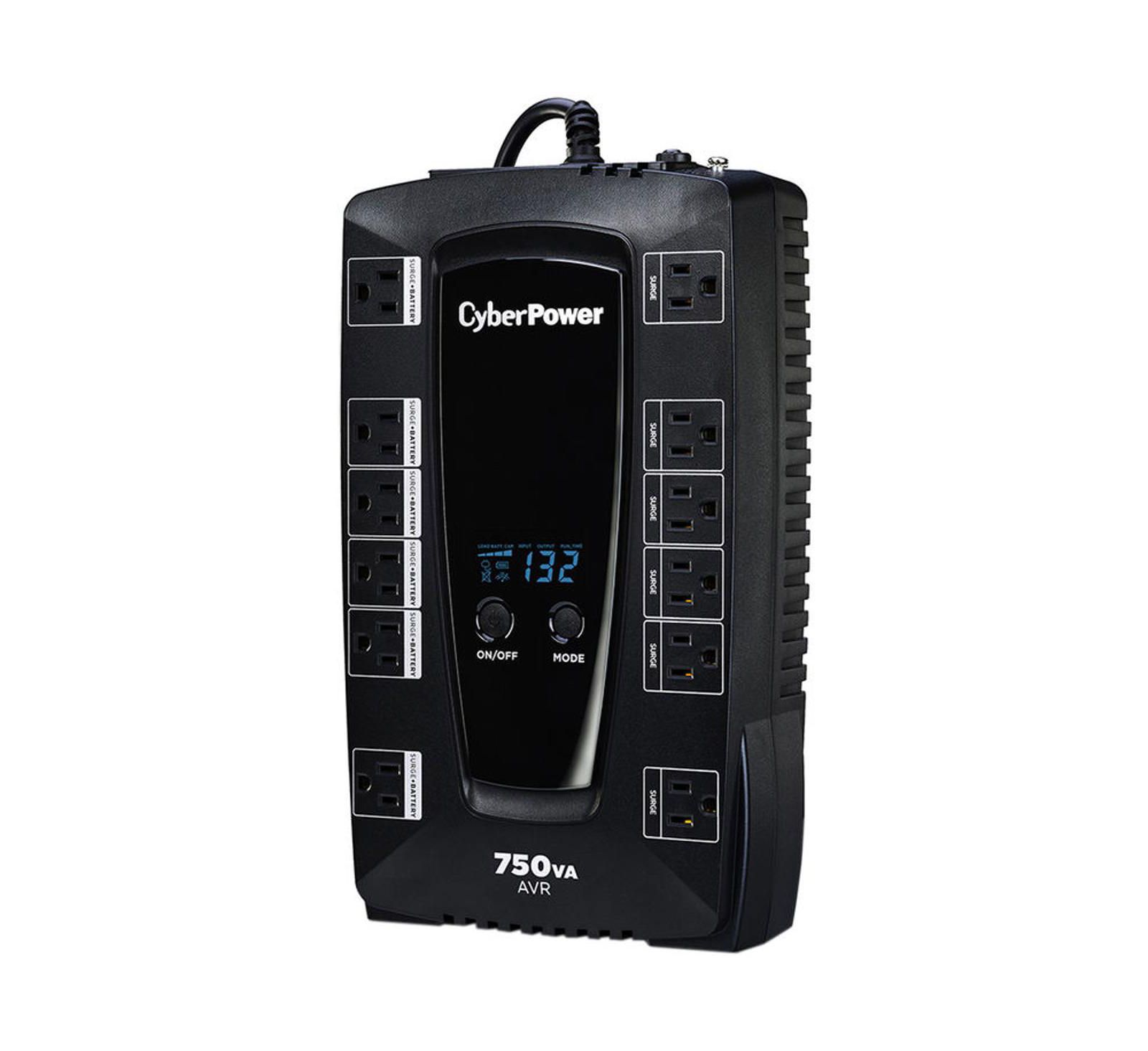 CyberPower Intelligent LCD AVRG750LCD 12 Outlet 750VA 450W UPS System
