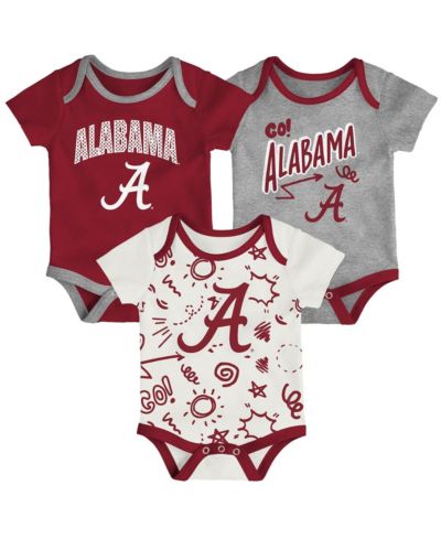 Outerstuff Baby Boys and Girls 3-Pack Alabama Crimson Tide All Day Play Bodysuit Set