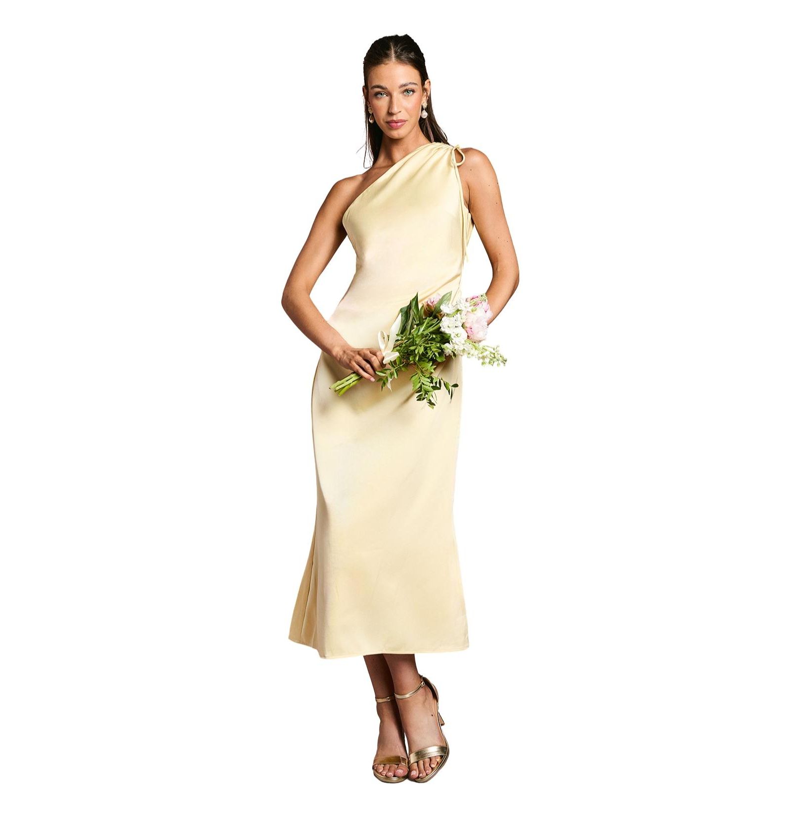 Oasis Women's One Shoulder Satin Bridesmaids Dress