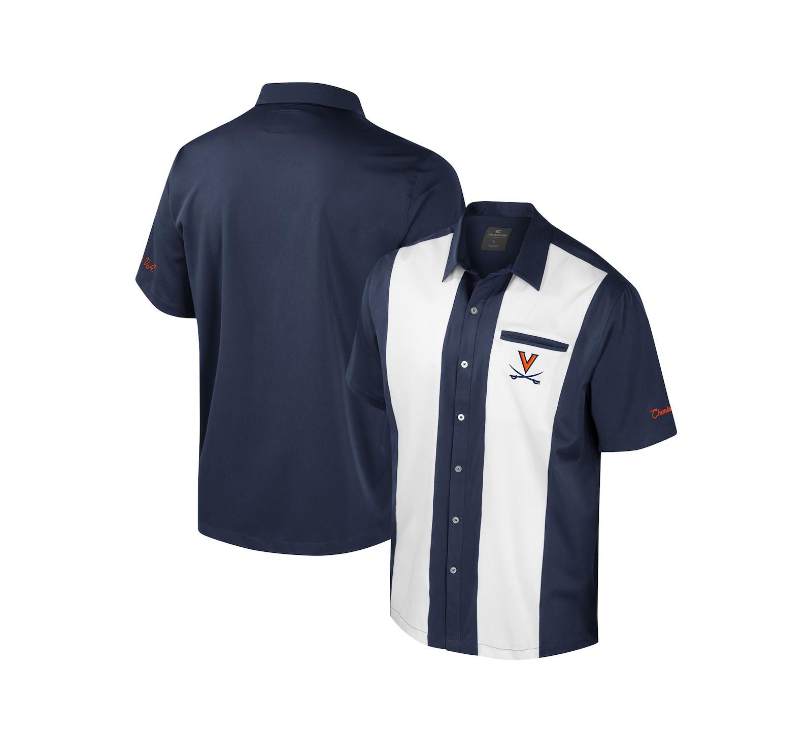Colosseum Men's Navy Virginia Cavaliers Strike Bowling Button-Up Shirt