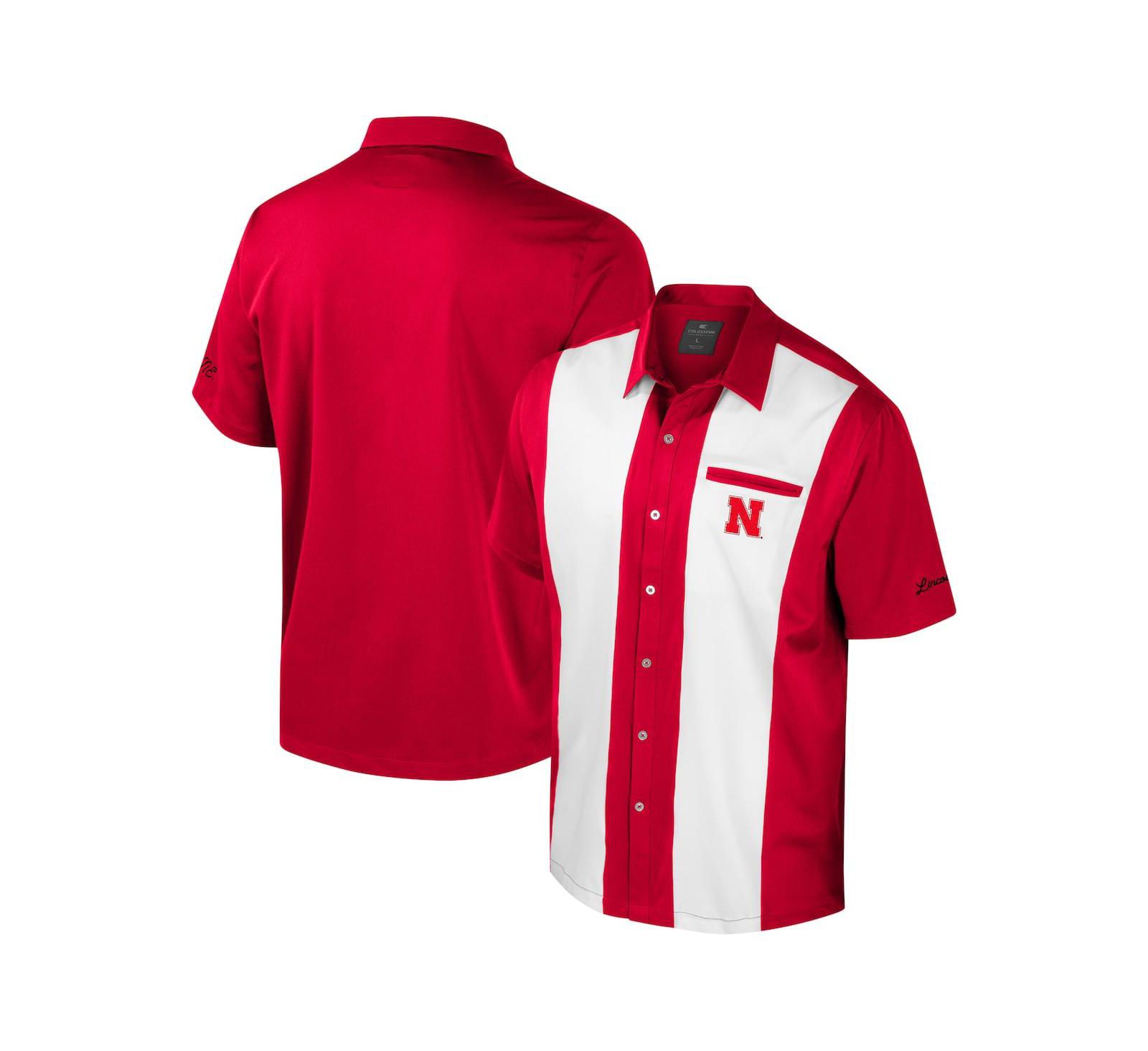 Colosseum Men's Scarlet Nebraska Huskers Strike Bowling Button-Up Shirt