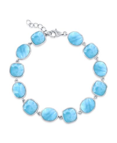 Sterling , Square & Oval Larimar Bracelet