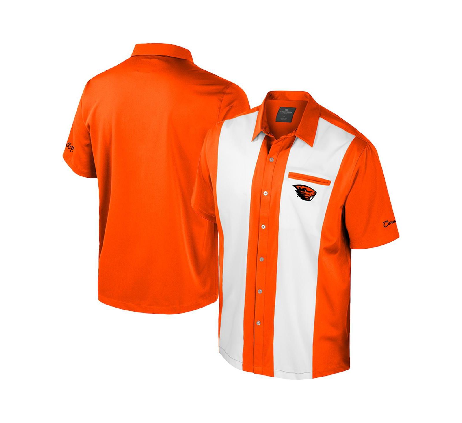 Colosseum Men's Orange Oregon State Beavers Strike Bowling Button-Up Shirt