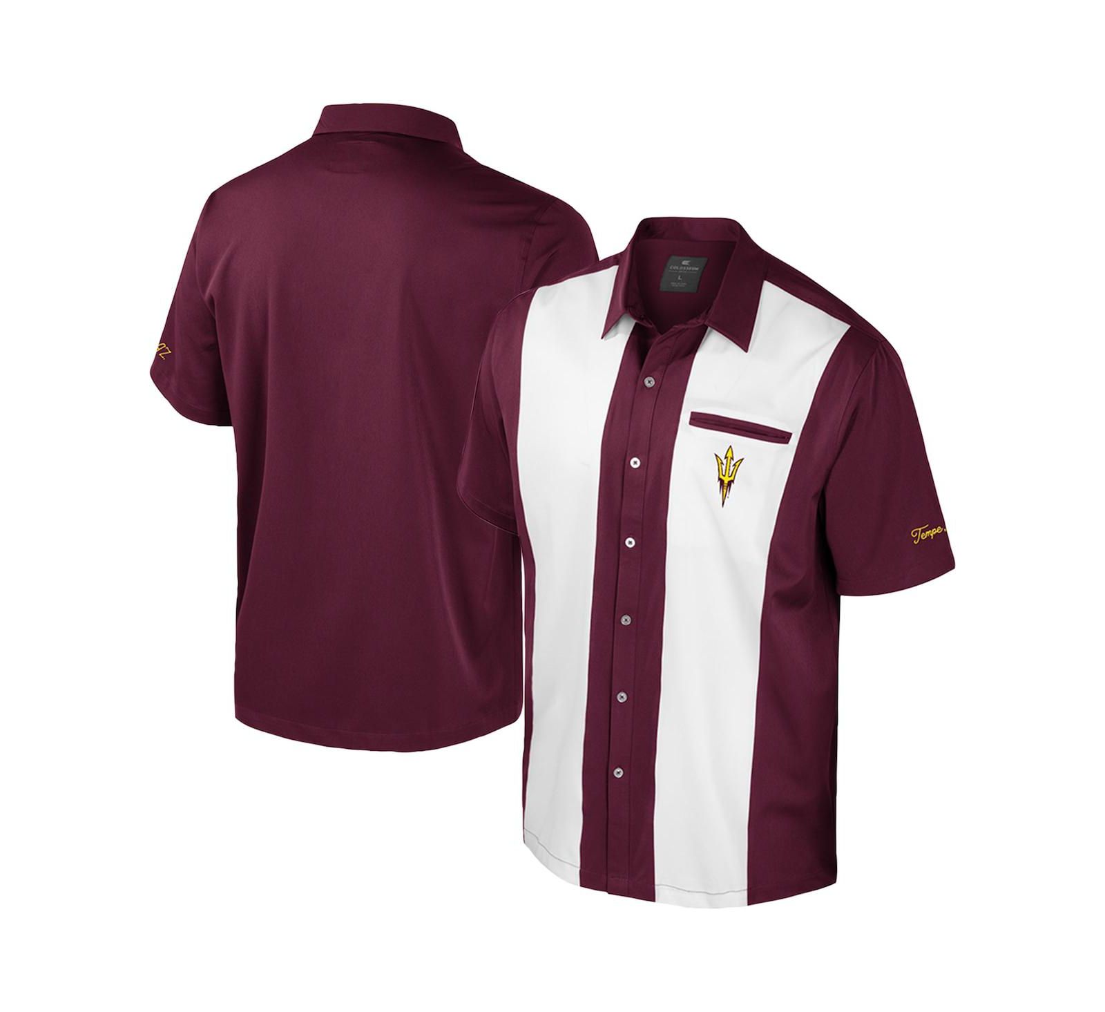 Мужская рубашка Colosseum Maroon Arizona State Sun Devils Strike Bowling Button-Up