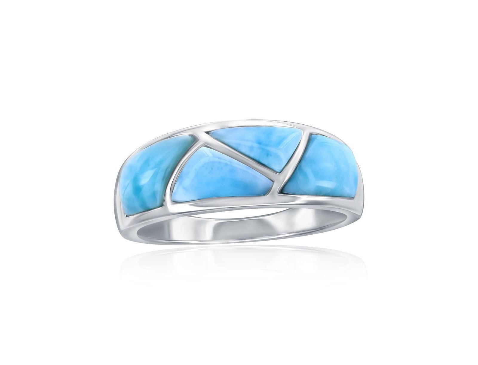 Sterling , Larimar Band Ring