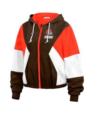 Женская ветровка WEAR by Erin Andrews Cleveland Browns Color Block Full-Zip коричневая