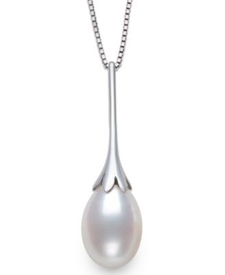 Belle de Mer Cultured Freshwater Drop Pearl (7-8mm) Necklace in Sterling Silver