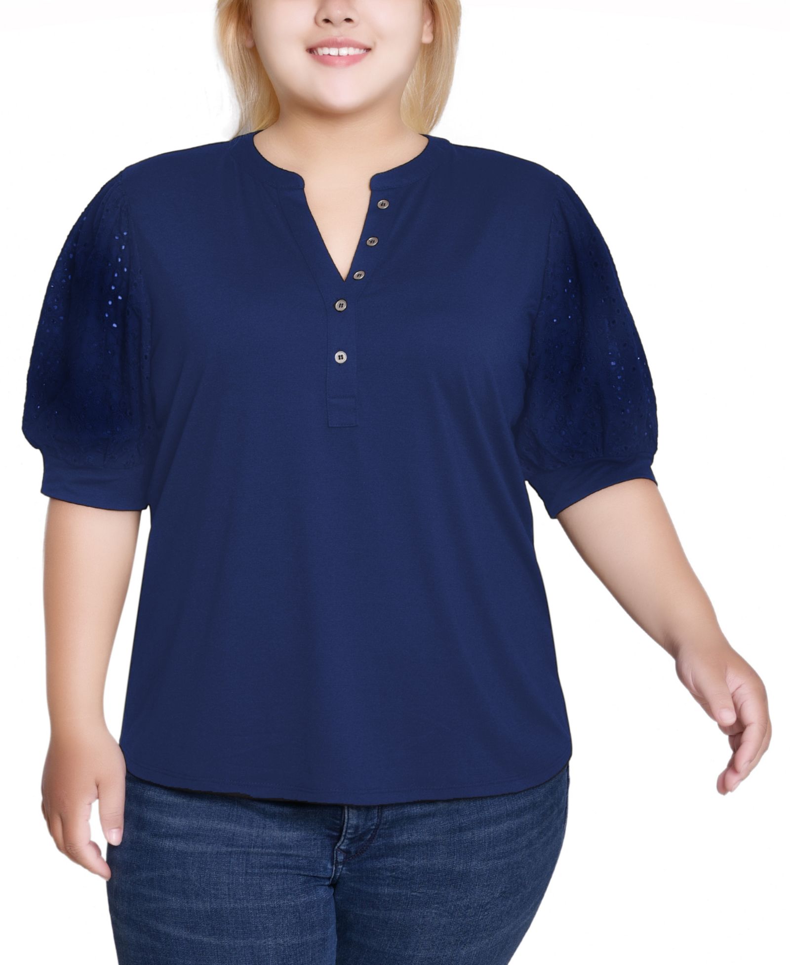 Женский топ NY Collection Plus Size с пышными рукавами